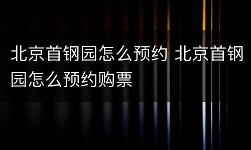 北京首钢园怎么预约 北京首钢园怎么预约购票