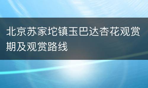 北京苏家坨镇玉巴达杏花观赏期及观赏路线