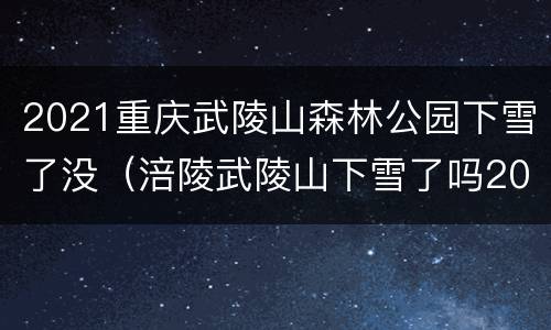 2021重庆武陵山森林公园下雪了没（涪陵武陵山下雪了吗2020）