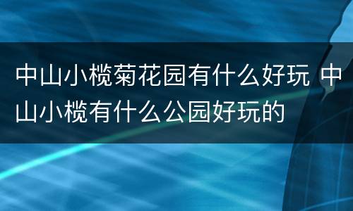 中山小榄菊花园有什么好玩 中山小榄有什么公园好玩的