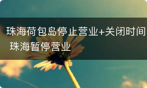 珠海荷包岛停止营业+关闭时间 珠海暂停营业