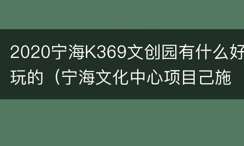 2020宁海K369文创园有什么好玩的（宁海文化中心项目己施工了么）