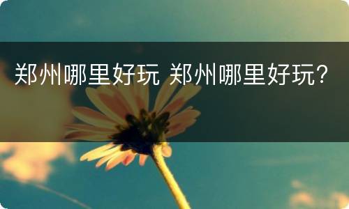 郑州哪里好玩 郑州哪里好玩?