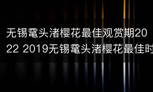 无锡鼋头渚樱花最佳观赏期2022 2019无锡鼋头渚樱花最佳时间
