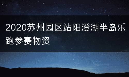 2020苏州园区站阳澄湖半岛乐跑参赛物资