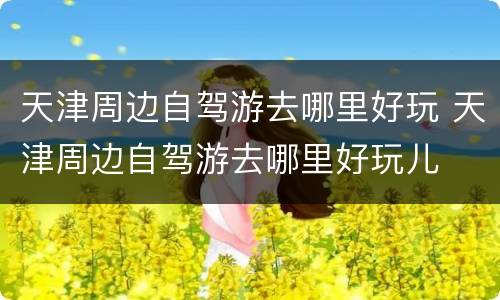 天津周边自驾游去哪里好玩 天津周边自驾游去哪里好玩儿
