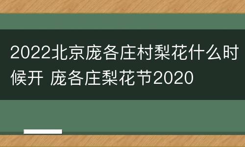 2022北京庞各庄村梨花什么时候开 庞各庄梨花节2020