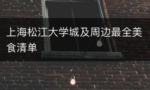 上海松江大学城及周边最全美食清单