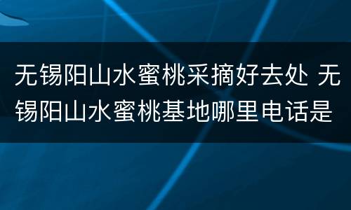 无锡阳山水蜜桃采摘好去处 无锡阳山水蜜桃基地哪里电话是多少