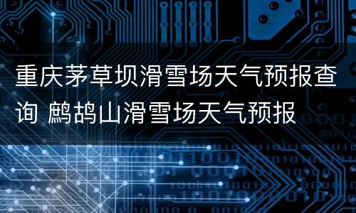 重庆茅草坝滑雪场天气预报查询 鹧鸪山滑雪场天气预报