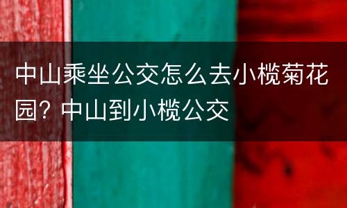 中山乘坐公交怎么去小榄菊花园? 中山到小榄公交