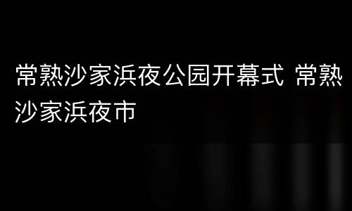 常熟沙家浜夜公园开幕式 常熟沙家浜夜市
