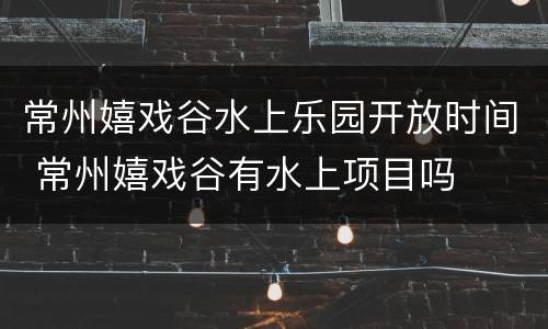常州嬉戏谷水上乐园开放时间 常州嬉戏谷有水上项目吗