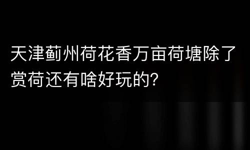 天津蓟州荷花香万亩荷塘除了赏荷还有啥好玩的？