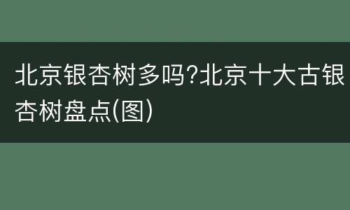 北京银杏树多吗?北京十大古银杏树盘点(图)