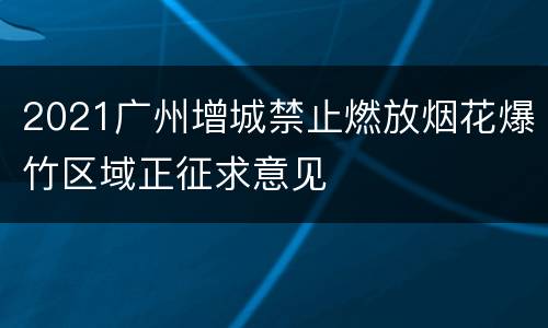 2021广州增城禁止燃放烟花爆竹区域正征求意见