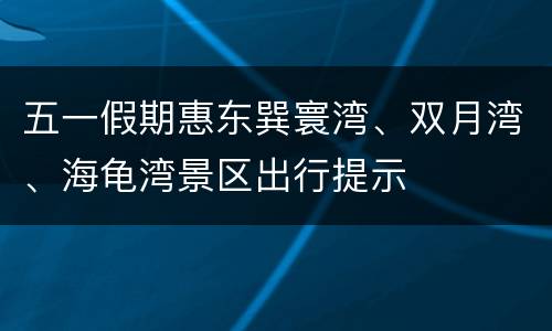 五一假期惠东巽寰湾、双月湾、海龟湾景区出行提示