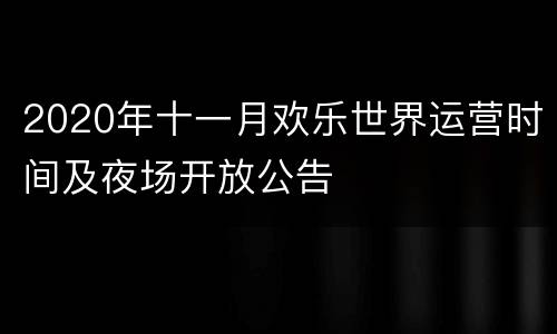 2020年十一月欢乐世界运营时间及夜场开放公告