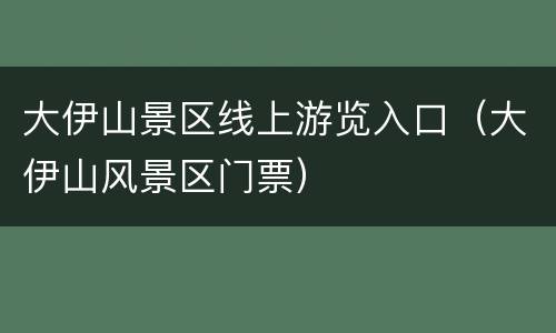 大伊山景区线上游览入口（大伊山风景区门票）