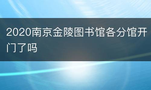 2020南京金陵图书馆各分馆开门了吗