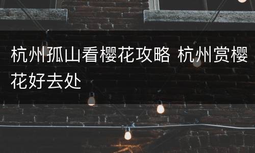杭州孤山看樱花攻略 杭州赏樱花好去处
