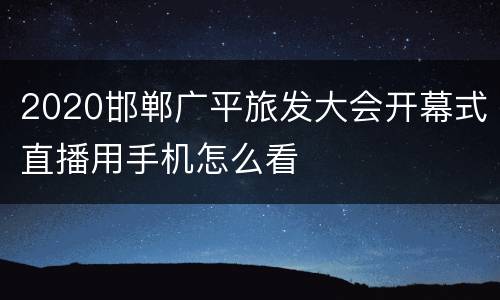 2020邯郸广平旅发大会开幕式直播用手机怎么看