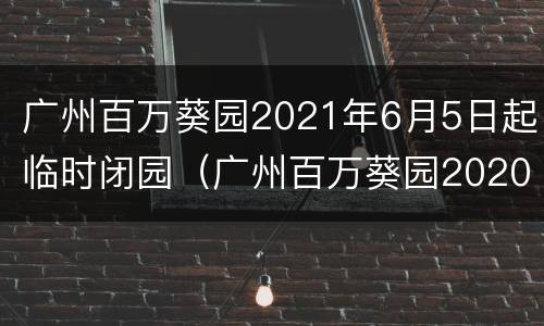 广州百万葵园2021年6月5日起临时闭园（广州百万葵园2020）