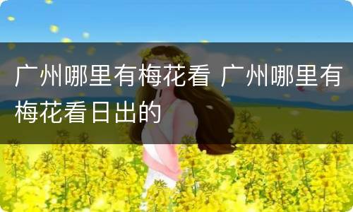 广州哪里有梅花看 广州哪里有梅花看日出的