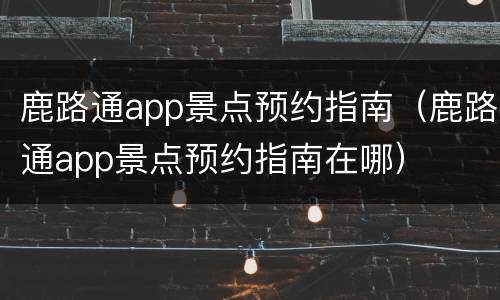 鹿路通app景点预约指南（鹿路通app景点预约指南在哪）