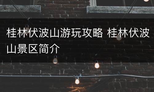 桂林伏波山游玩攻略 桂林伏波山景区简介