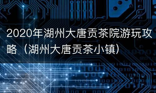 2020年湖州大唐贡茶院游玩攻略（湖州大唐贡茶小镇）