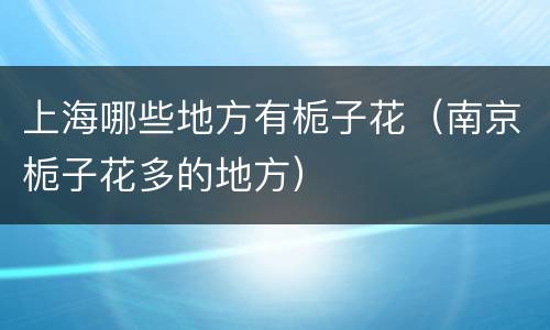 上海哪些地方有栀子花（南京栀子花多的地方）