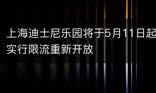 上海迪士尼乐园将于5月11日起实行限流重新开放