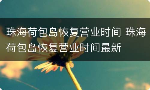 珠海荷包岛恢复营业时间 珠海荷包岛恢复营业时间最新