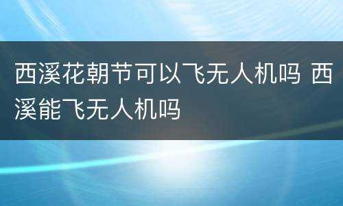 西溪花朝节可以飞无人机吗 西溪能飞无人机吗