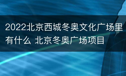 2022北京西城冬奥文化广场里有什么 北京冬奥广场项目