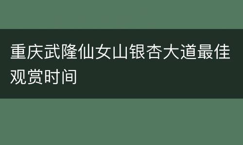 重庆武隆仙女山银杏大道最佳观赏时间