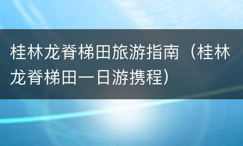 桂林龙脊梯田旅游指南（桂林龙脊梯田一日游携程）
