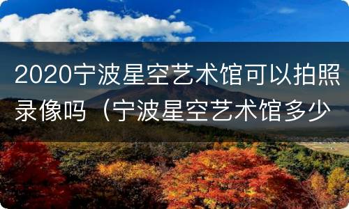 2020宁波星空艺术馆可以拍照录像吗（宁波星空艺术馆多少钱门票）