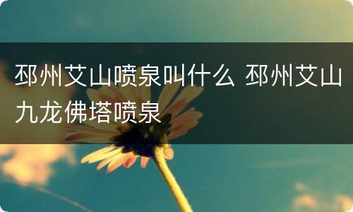 邳州艾山喷泉叫什么 邳州艾山九龙佛塔喷泉