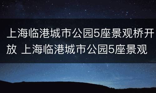 上海临港城市公园5座景观桥开放 上海临港城市公园5座景观桥开放了吗