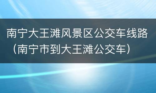 南宁大王滩风景区公交车线路（南宁市到大王滩公交车）