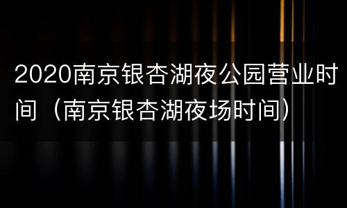 2020南京银杏湖夜公园营业时间（南京银杏湖夜场时间）