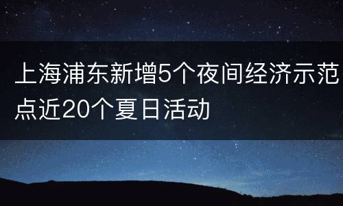 上海浦东新增5个夜间经济示范点近20个夏日活动