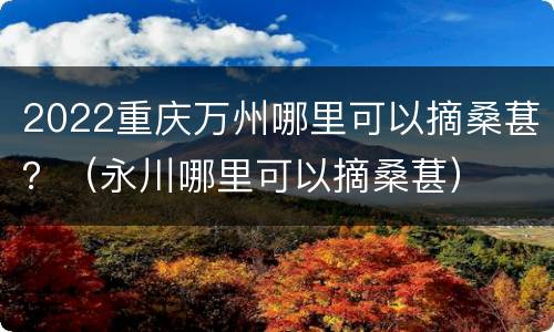 2022重庆万州哪里可以摘桑葚？（永川哪里可以摘桑葚）