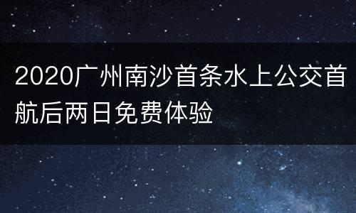 2020广州南沙首条水上公交首航后两日免费体验