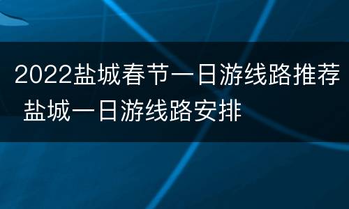 2022盐城春节一日游线路推荐 盐城一日游线路安排