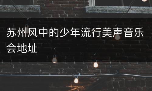 苏州风中的少年流行美声音乐会地址