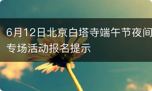 6月12日北京白塔寺端午节夜间专场活动报名提示
