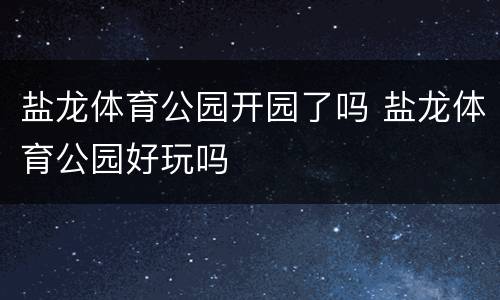 盐龙体育公园开园了吗 盐龙体育公园好玩吗